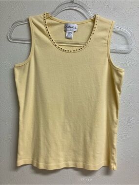 Chadwicks Light Yellow Studded Scoop Neck Tank